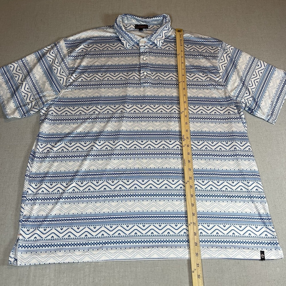 Rafter C Polo Shirt Mens 2XL Blue Southwestern Aztec Stretch Pearl Snap Western - Picture 6 of 7